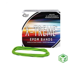 No. Parte. 02005. Liga caucho sintÃ©tico Marca Alliance Rubber Modelo XTREMEâ„¢ EPDM Rubber Bands, Color Verde, Medida 7", Largo 7", Ancho 1/8", Caja 1 lb por paquete, 25 paquetes por Caja Master