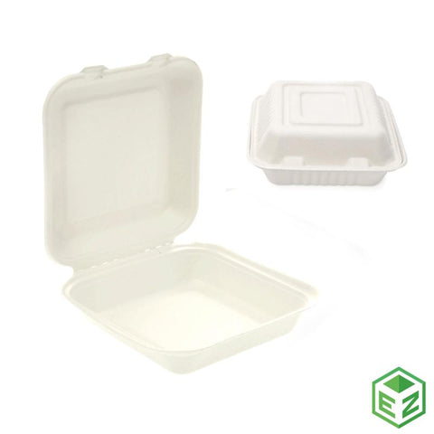 No Parte. B036 Contenedor para alimentos sin divisiones, 8" x 8". . Marca Geotegrity. Material: Bagaso de caña. Caja con 1000 piezas.