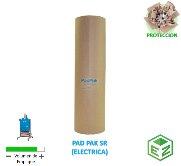 No. parte. 10000618. Rollo de papel para empaque PadPak SR marca Ranpak. 3 capas 30/50/30". Largo 137 mts. x 914.4 cm. de ancho. Sutituye a SXP353R